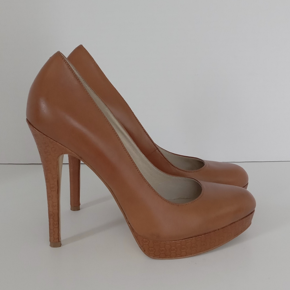 MICHAEL KORS Brown Leather Stiletto Heeled Platform Pump Size 9M
